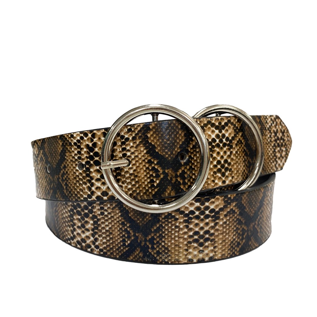 Townsville Women s Snake Skin Double Ring Genuine Leather Belt Addison Road