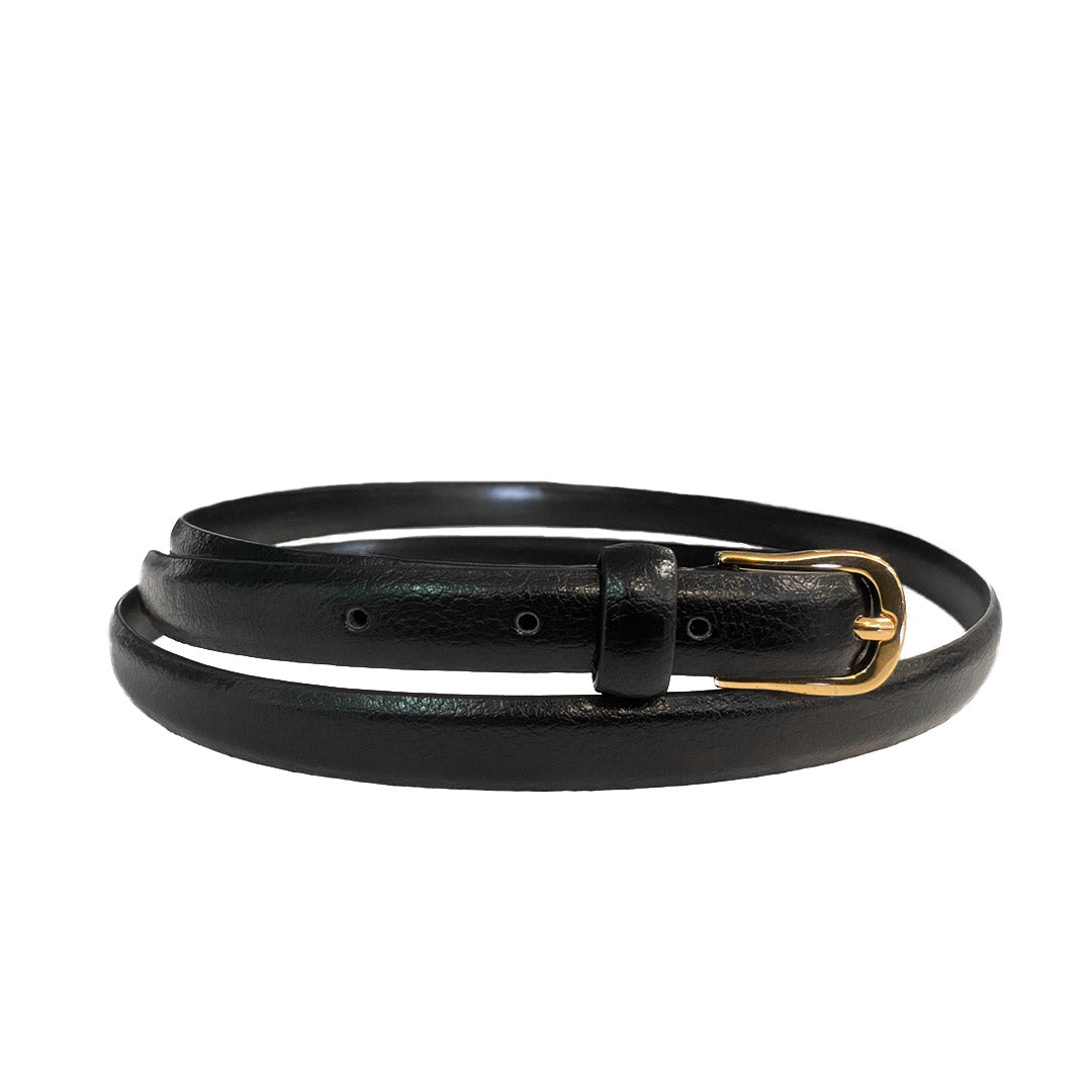 PIPER - Womens Black Genuine Leather Skinny Belt Belts Addison Road